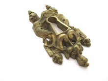 Antique Brass escutcheon, Keyhole Cover, Griffin, ornament, embellishment (3 15/16 inches).
