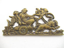Antique embellishment, ornament, pediment. Empire, lions, chariot.