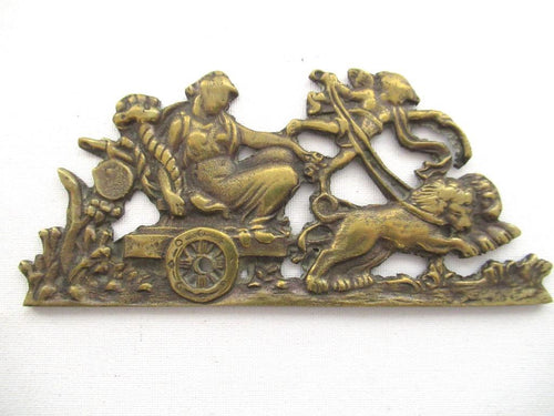 Antique embellishment, ornament, pediment. Empire, lions, chariot.