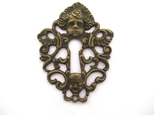 Antique Escutcheon, Keyhole cover, Cherub.