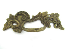 Antique Brass Floral Handle, Ornate brass Drawer Pull, Cabinet hardware.