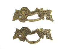 Antique Brass Floral Handle, Ornate brass Drawer Pull, Cabinet hardware.