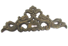 Vintage Brass Dragon Fish Escutcheon. Keyhole Cover, Furniture applique, cabinet hardware.
