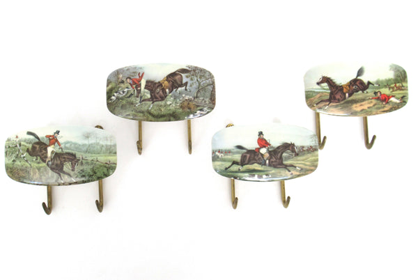 Set of 4 Vintage Wall hooks, Horse, Equestrian Coat Hook.