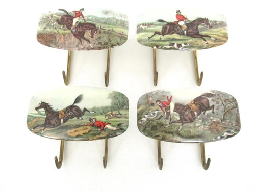 Set of 4 Vintage Horse Wall hooks, Equestrian Coat Hook.