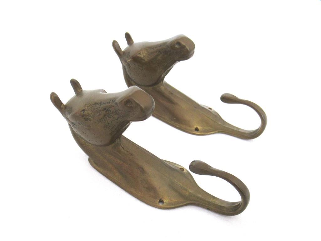 Set of 2 Solid Brass Horse Head Wall hooks, Coat hooks, Hanger, horse –  UpperDutch