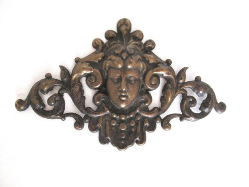 Thin Brass Stamped Embellishment, pressed Ornament. Furniture applique.