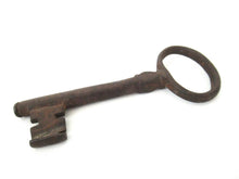 Large Antique Skeleton Key - Beautiful 5 inch antique metal key, shabby, rusty. Old Rusty Key.