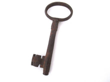Large Antique Skeleton Key - Beautiful 5 inch antique metal key, shabby, rusty. Old Rusty Key.
