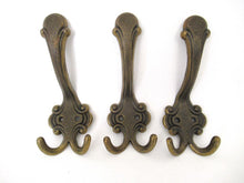 Set of 3 vintage brass plated Wall hooks.