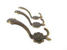 Set of 3 vintage brass plated Wall hooks.