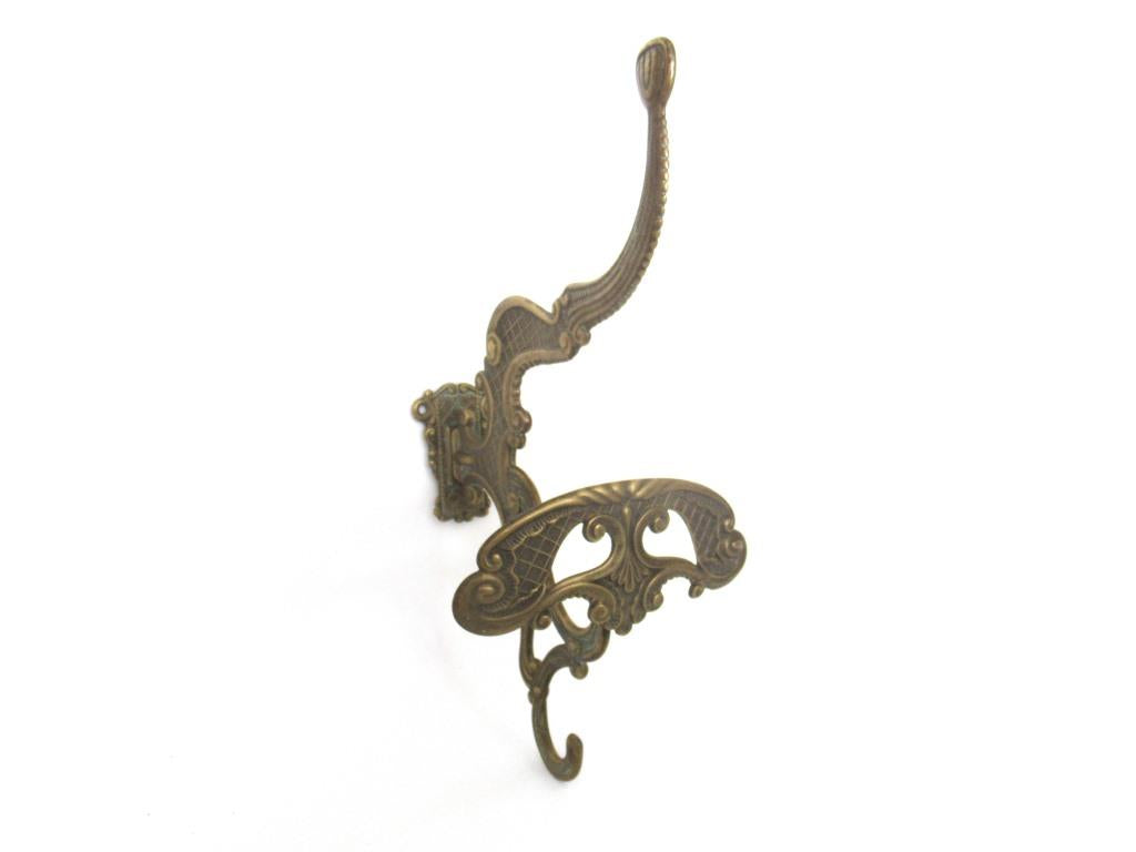 Brass Ornate Victorian style wall hooks, Large Coat Hooks