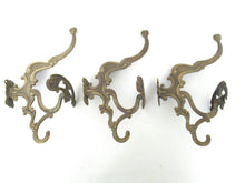 Brass Ornate Victorian style wall hooks, Large Coat Hooks.