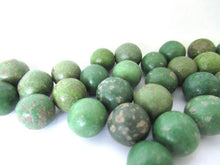 Green Marbles, Set of 30 green Antique Clay Marbles. #7D4G10CK1