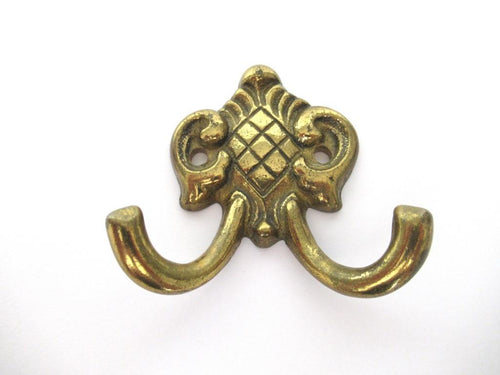 1 (ONE) Small Wall hook, Antique Coat hook, Towel hook, Kitchen hook, Solid brass.