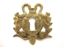 Brass Escutcheon Swan, Keyhole Cover, Bird, Laurel.