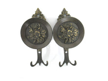Set of 2 Vintage Ornate Wall hooks, Floral Coat Hook, Victorian Style, Made in Italy Brev.