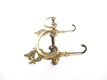 Set of 2 Wall hooks, Brass Ornate Victorian style hooks.