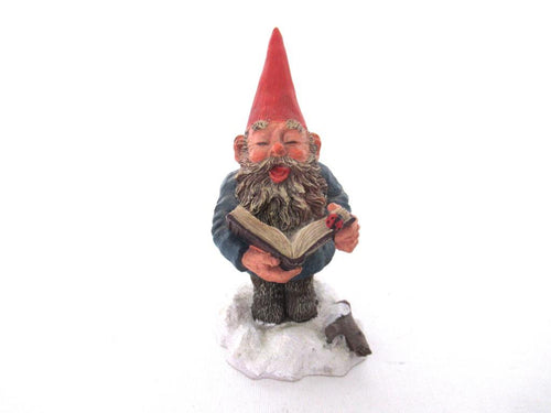 Gnome Figurine 'Arthur' after a design by Rien Poortvliet, Singing, reading gnome.