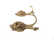 Set of 2 Brass Lion Head Coat hooks, Solid Brass.