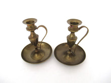 Set of 2 Brass Candle Holders with handle - Candlestick.
