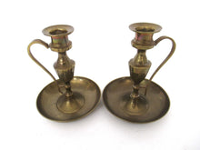 Set of 2 Brass Candle Holders with handle - Candlestick.