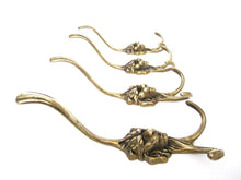 Set of 4 Lion hooks Solid Brass Lion Head Wall hook - Coat hooks. Decorative animal storage solution, coat hangers.