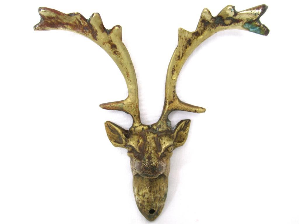 Antique Brass Deer, ornament, embellishment, pediment, Decoration mount.