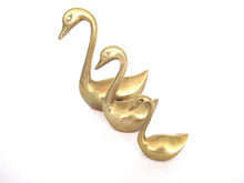 Set of 3 Vintage Solid Brass Swans.