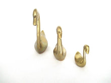 Set of 3 Vintage Solid Brass Swans.