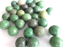 Green Marbles, Set of 30 green Antique Clay Marbles.