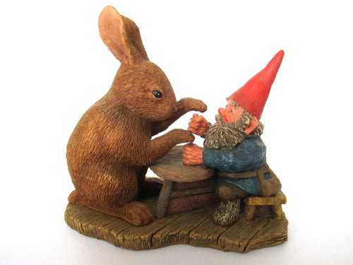 Rabbit playing game with David the gnome: 'Ollekebolleke'. Designed by Rien Poortvliet, produced by AAAAAAA International Co. Ltd.