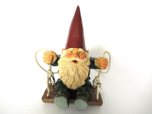 Garden gnome on Swing. Rien Poortvliet, David the Gnome.