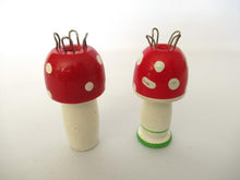 Set of 2 Wooden Mushroom Knitting Dolls, Knitting Nancy, French Knitting, Bobbin Doll, Mushroom.