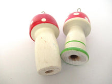 Set of 2 Wooden Mushroom Knitting Dolls, Knitting Nancy, French Knitting, Bobbin Doll, Mushroom.