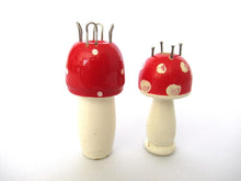 Set of 2 Wooden Mushroom Knitting Dolls, Knitting Nancy, French Knitting, Bobbin Doll, Mushroom.