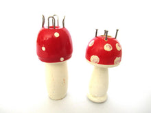 Set of 2 Wooden Mushroom Knitting Dolls, Knitting Nancy, French Knitting, Bobbin Doll, Mushroom.
