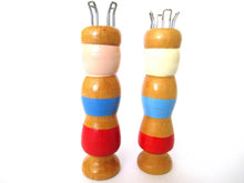 Set of 2 Wooden Knitting Dolls, Knitting Nancy, French Knitting, Bobbin Doll.