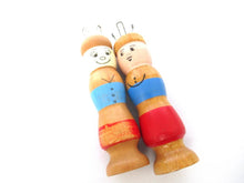 Set of 2 Wooden Knitting Dolls, Knitting Nancy, French Knitting, Bobbin Doll.