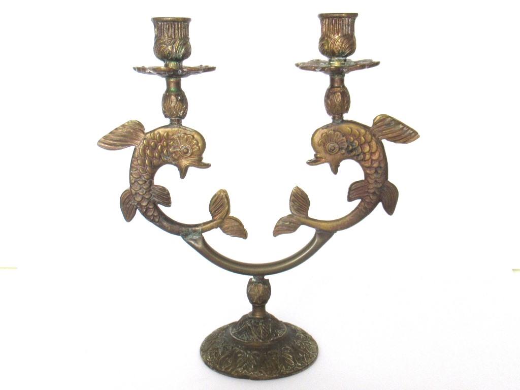 Brass Flying fish Candle Holder, Griffin.