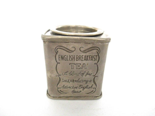 English Breakfast Tea tin, caddie, Brass silver plated storage tin.