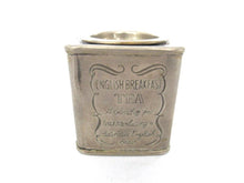 English Breakfast Tea tin, caddie, Brass silver plated storage tin.