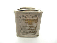 English Breakfast Tea tin, caddie, Brass silver plated storage tin.