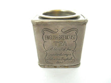 English Breakfast Tea tin, caddie, Brass silver plated storage tin.