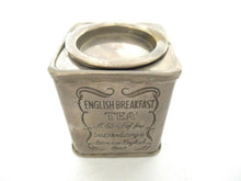 English Breakfast Tea tin, caddie, Brass silver plated storage tin.