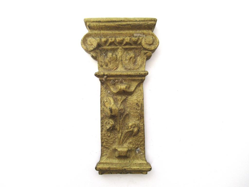 Brass Column Cabinet Ornament Furniture Applique. Decoration mount, Authentic hardware, restoration supplies.