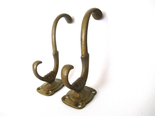 Set of 2 Solid brass Coat hooks, coat rack supply.