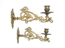 Pair Vintage Solid Brass Piano Candelabra, Set piano candle holders, candle wall sconce.