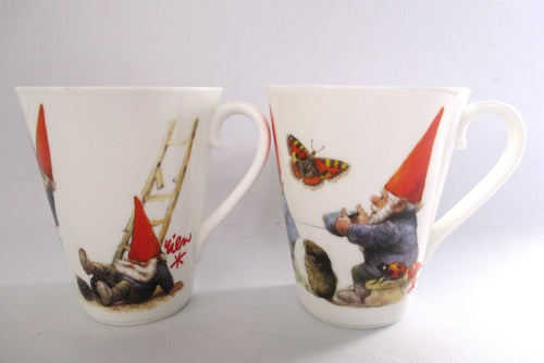 David the gnome, Set of two gnome mugs, coffee cups. Rien poortvliet