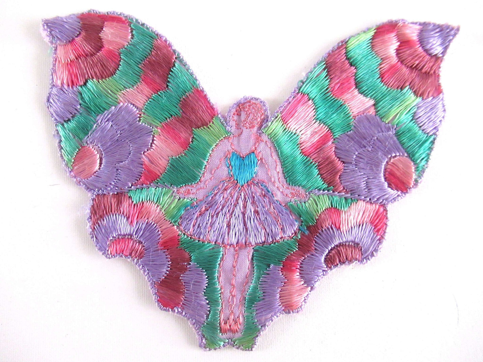 Antique Fairy Butterfly / Flapper Girl Fairy Applique, Vintage Patch ...